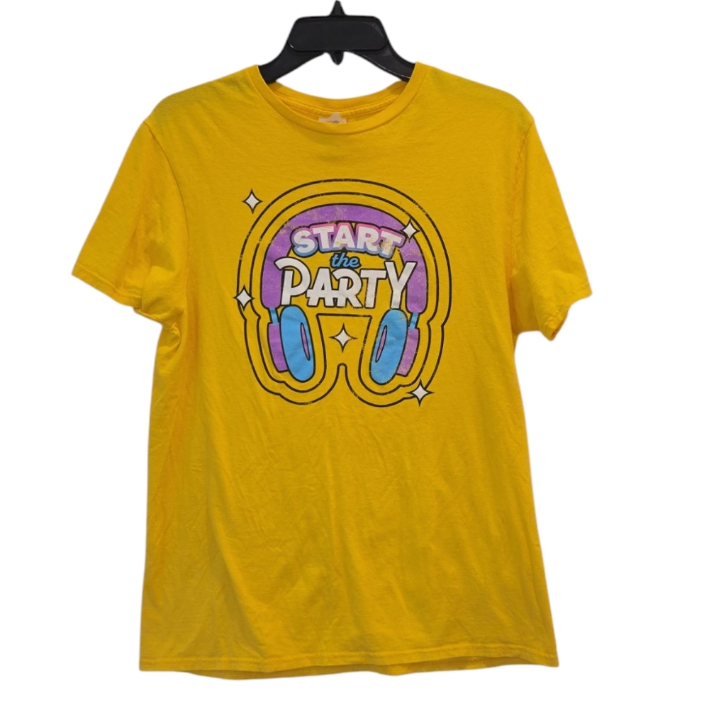 Vintage Yellow Start the Party Tee with Headphone Design